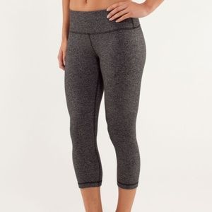 Lululemon Wunder Under Crop Herringbone Black/Black Size 4